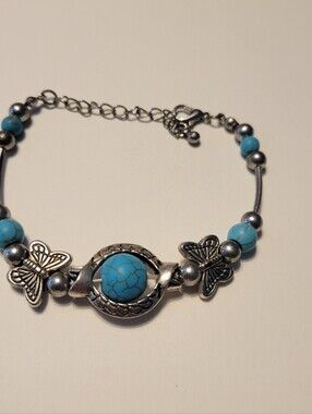 Turquoise Butterfly Silver Bracelet - Brand